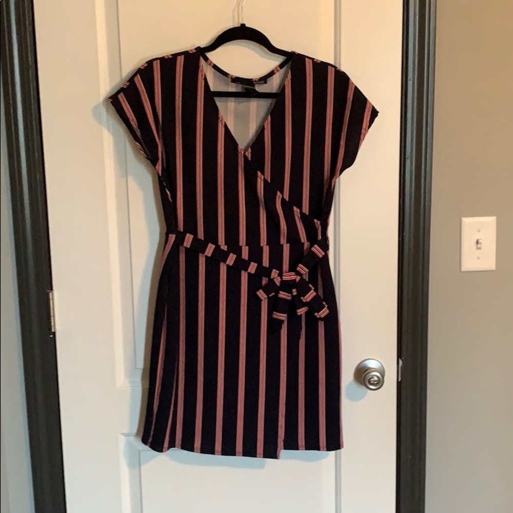 Navy & Red Striped Dress